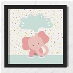 Quadro Infantil Bebê Elefante Espirrando A´gua - 30x30 - Preto