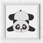 Quadro Infantil Bebê Panda Esparramado - 30x30 - Branco
