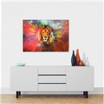 Quadro Leão Abstrato Colorido Decorativo para Sala Quarto Es