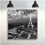 Quadro Paris em Preto e Branco Torre Eiffel 60x60 em Tecido