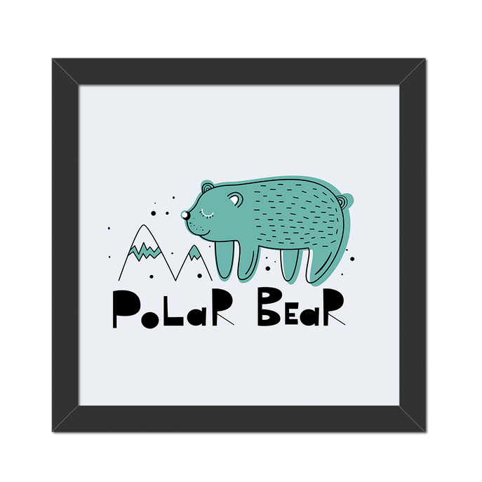 Quadro Polar Bear Moldura Preta Lisa - 20X20cm-sv