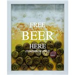 Quadro Porta-Tampinhas Branco Free Beer 22x27x3cm - Kapos