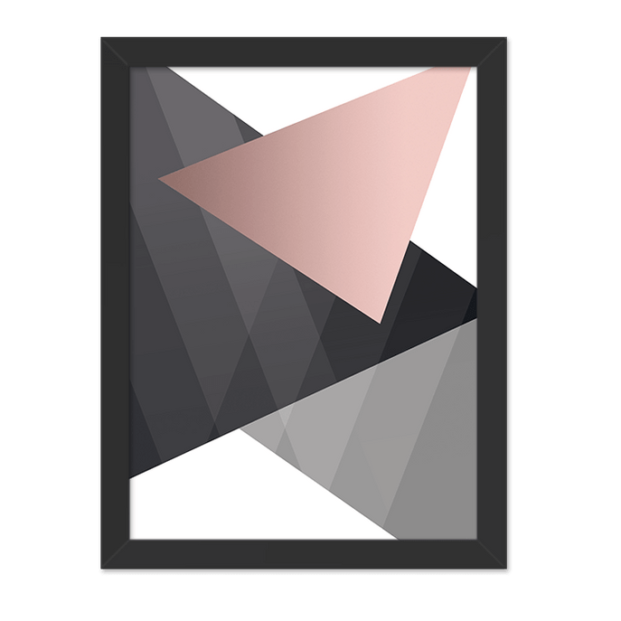 Quadro Triângulo Rose I Moldura Preta Lisa - 30x20 Cm-sv