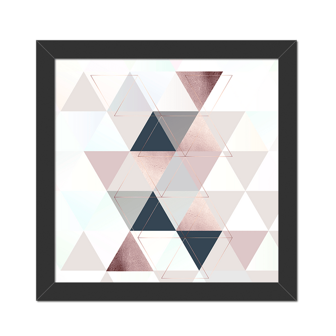 Quadro Triângulos Escandinavo Moldura Preta Lisa - 20X20cm-sv