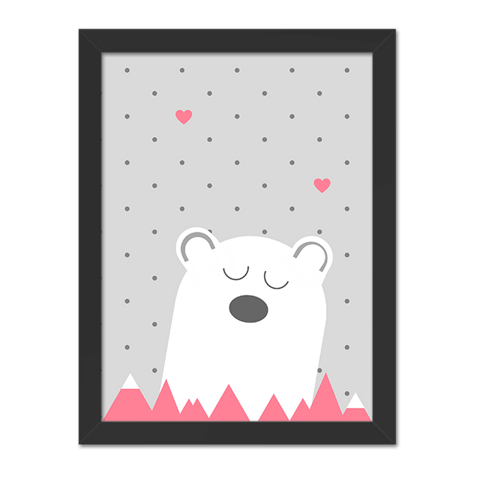 Quadro Urso na Montanha Moldura Preta Lisa - 30X20cm-sv