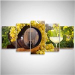 Quadro Uvas e Vinho Decorativo Sala Cozinha 125x60 Mosaico