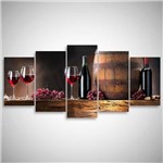 Quadro Vinho Cozinha Sala Adega Gourmet Wine Mosaico 5 Peças