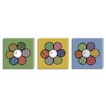 Quadros Decorativos Tela Impressa Canvas Flores Coloridas - Conjunto com 3 Quadros 40 X 40 Cm