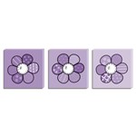 Quadros Decorativos Tela Impressa Canvas Flores Lilás - Conjunto com 3 Quadros 40 X 40 Cm