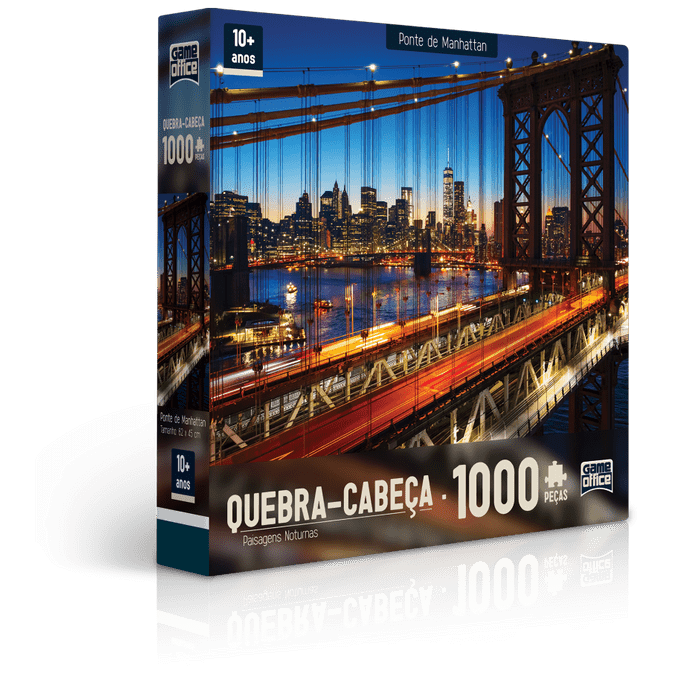 Quebra-Cabeça 1000 Peças - Paisagens Noturnas - Ponte de Manhattan - TOYSTER