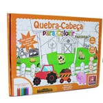Quebra Cabeça para Colorir Fazenda - Educativo em Madeira