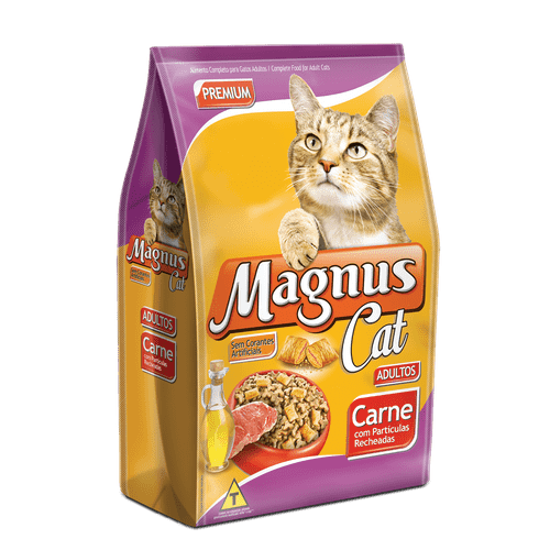 Ração Magnus Cat Carne com Partículas Recheadas para Gatos Adultos 1kg