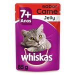 Ração Úmida Pedigree Whiskas Sachê Jelly para Gatos com 7 Anos ou Mais Sabor Carne Kit com 5 Unidades 85g