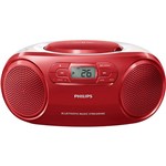 Rádio Portátil Philips AZ331TX/78 CD Player FM Bluetooth USB Aux MP3 - Vermelho