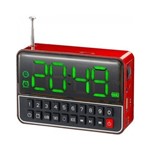 Rádio Relógio Fm C/ Entr USB/Alarme/Mp3 e Auxiliar Vermelho