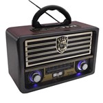 Rádio Retrô Vintage Bluetooth Fm Recarregável USB Portátil