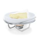 Rechaud Pequeno para Queijo Brie em Aço Inox e Porcelana 16cm Riva