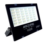 Refletor Micro LED 100W Branco Frio Holofote Multifocal Preto - Arco Íris Led