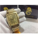 Relógio Atlantis Retangular Feminino Aço Dourado G3395
