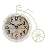 Relógio de Mesa Bicicleta Antiga Branca em Metal - 26x23 Cm