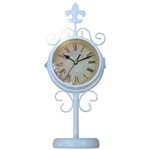 Relógio de Mesa Flor de Lís Faces Branco - 37x15 Cm