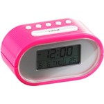 Relógio de Mesa Plástico Despertador Slot com Medidor de Temperatura Pink Brilhante - Urban