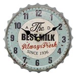 Relógio de Parede Best Milk Bottle em Metal - 20x20 Cm