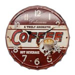 Relógio de Parede Coffe/Bottle em Metal - 31x31 Cm
