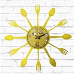 Relógio de Parede Cozinha Decorativo Talheres Amarelo 15x15