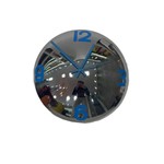 Relógio de Parede Decorativo Espelhado Azul Metal 28x28x10