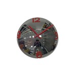 Relógio de Parede Decorativo Espelhado Cor Vermelho 28x28x10