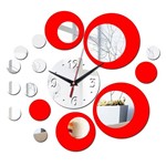 Relógio de Parede Digital Criativo com Espelhos - Vermelho