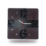 Relógio de Parede em Madeira Laminada com Números 3D Espelho