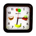 Relógio de Parede Eurora Quadrado Preto Frutas 6555-145