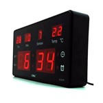Relógio de Parede Led Digital Le-2114 Lelong Temperatura Calendário Alarme
