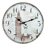 Relógio de Parede London em Mdf - 34x34 Cm