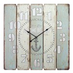 Relógio de Parede Quadrado Rústico Ancora em Madeira - 58x58 Cm