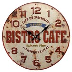 Relógio de Parede Rústico Bistro Café em Metal - 40x40 Cm
