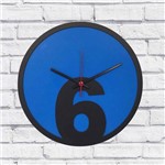 Relógio de Parede Sala Madeira Básico 6 Cor Azul 30x30x2cm