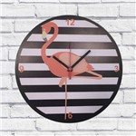 Relógio de Parede Sala Madeira Flamingo Cor Preto 30x30x2cm