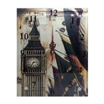 Relógio de Vidro Retangular Big Ben / Bandeiras