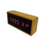 Relógio Despertador Mesa Digital Tipo Madeira Sound Control 1299-a