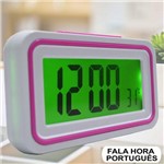 Relógio Digital LCD Fala Hora em Português Pink CBRN09084