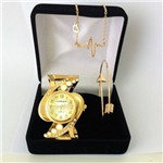 Relógio Feminino Dourado Kit Presente Dia das Mães