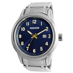 Relógio Masculino Magnum Prata Aco Inox Fundo Azul MA33282F