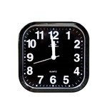 Relógio Mesa Analogico Quadrado Plástico Preto 11 Cm