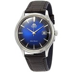 Relógio Orient Clássico Automatico Azul Couro FAC08004D0