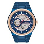 Relógio Orient Masculino Automático Nh7br001 Azul Esqueleto