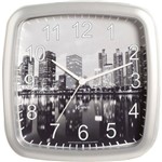 Relógio Parede 24cm Silencioso Cinza Quadrado Herweg 660051S