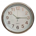 Relógio Parede 36 Cm Fundo Branco Silencioso Cromado Prata